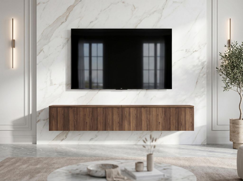 AX LIVING Barvo 2x100 TV Kommode Lowboard Dunkelbraun Produktbild 