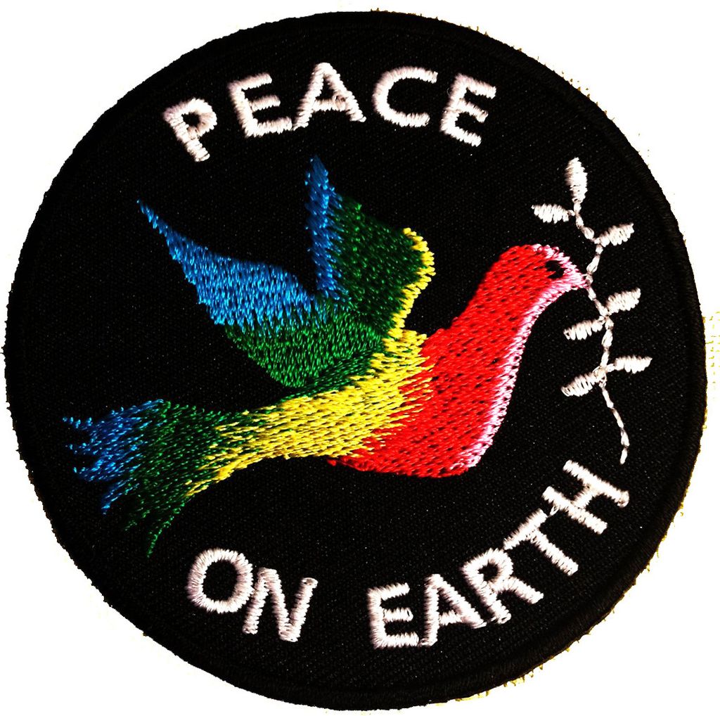 Peace Friedenstaube - Aufnäher, Bügelbild, Aufbügler, Applikationen, Patches, Flicken, Zum Aufbügeln, Größe: Ø 7,5