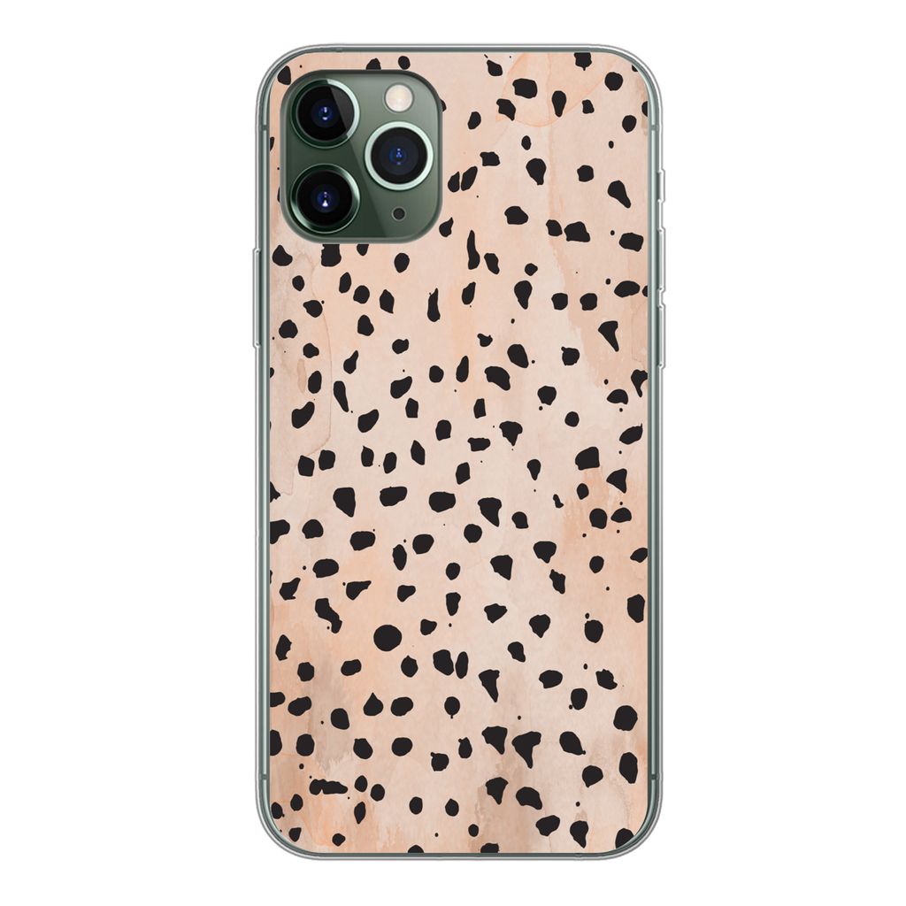 MuchoWow Handyhülle Schutzhülle Hülle für iPhone 11 Pro Polka dots - Schwarz - Marmor Silikon Softcase Handy Hülle - Handy
