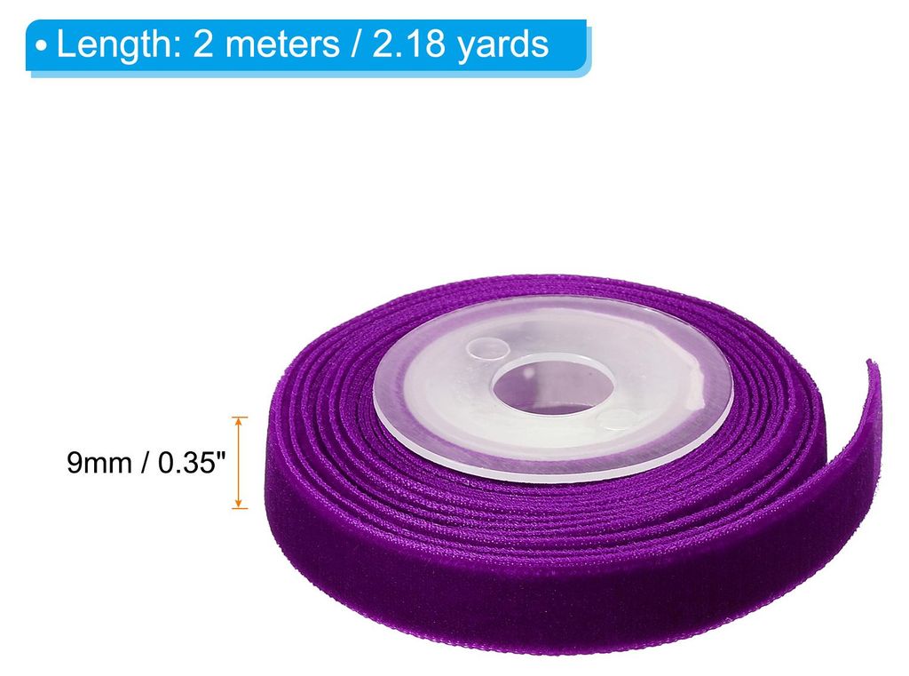 0,35 Zoll x 2,18 Yards Samtband, einseitiges Vintage-Samtband auf Rolle, perfekt fš¹r Dekoration, Geschenkverpackung, DIY, Hochzeit, Haarschleife...