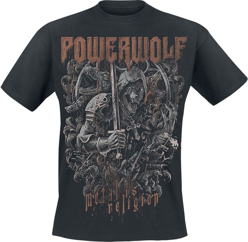 Powerwolf T-Shirt Herren Knights And Wolves schwarz M
