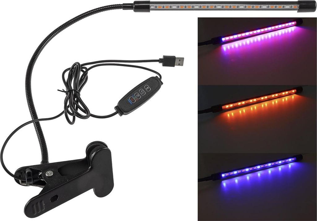 CHILITEC LED-Pflanzenlampe CT-PFL, Rot+Blau, 1-fach, mit Klemmhalter