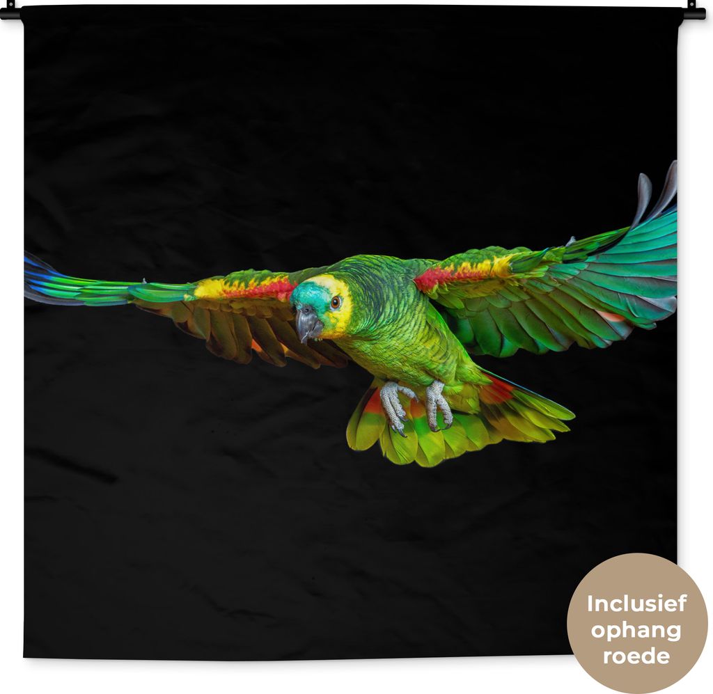 MuchoWow Wandteppich Wandbehang Papagei - Vogel - Federn 120x120 cm Tapisserie Dekoration Wandtuch - Modern - Baumwollgewebe