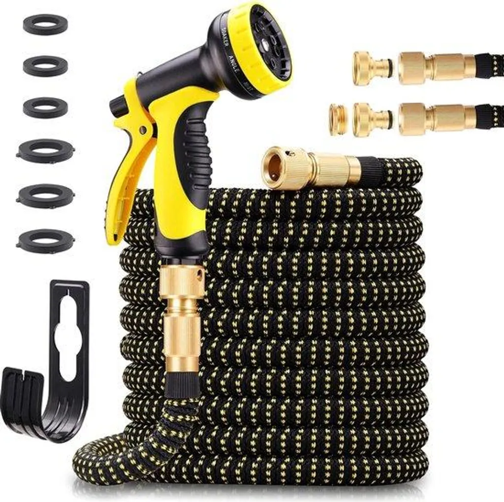 Tuyau d'arrosage 30m anti-nœud avec pistolet 10 jets pour le jardin