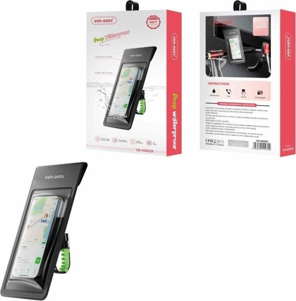 360 Grad Wasserdichter Handyhalter für Fahrrad oder Motorrad - Schwarz KP34296