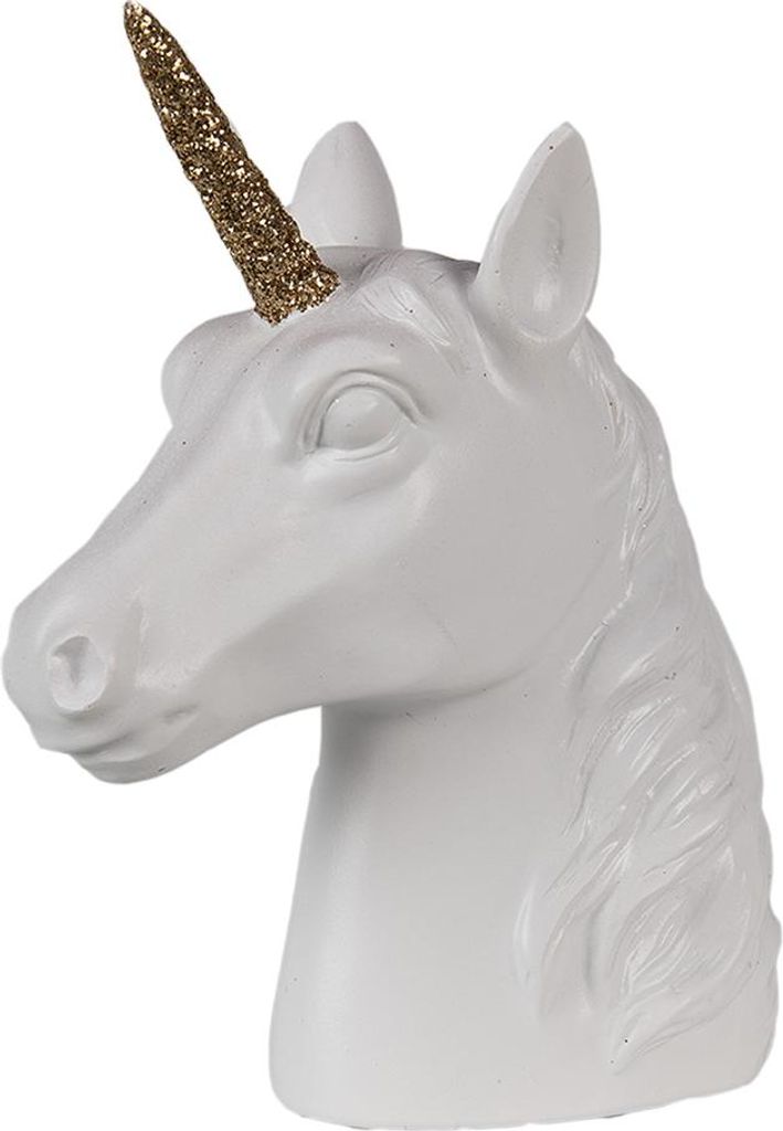 Clayre & Eef Figuur, Eenhoorn, 15 cm, Wit, Polystone Productafbeelding 