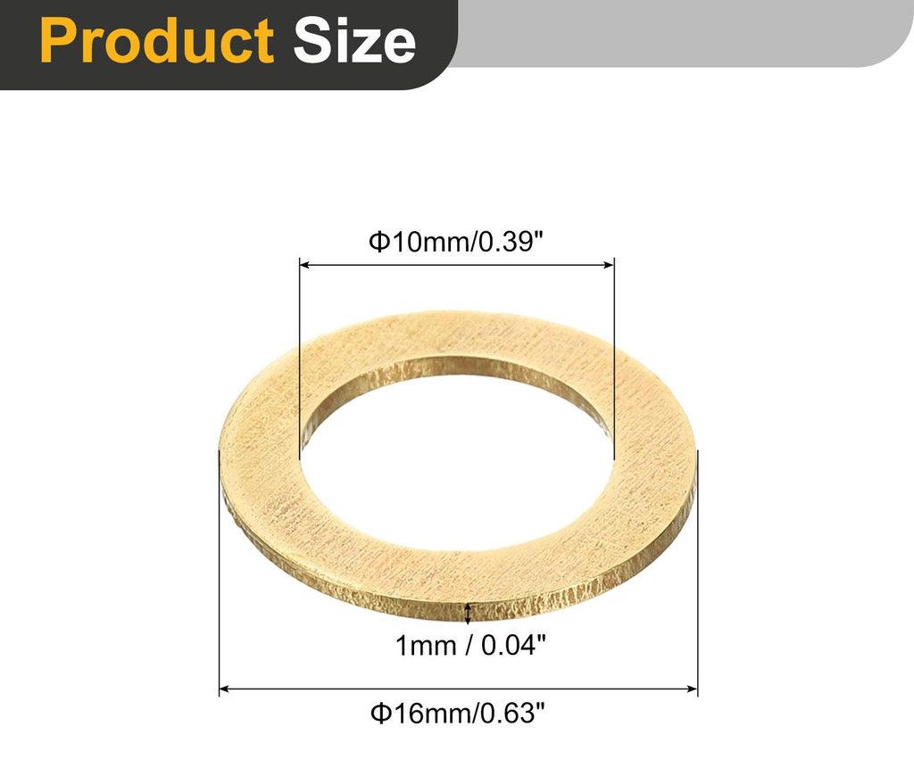 15 Stš¹ck Unterlegscheiben Set, M10 x 16mm x 1mm Messing Ring Beilagscheiben Sortiment, Flach Sicherungsscheiben Dichtungsring Metallscheiben fš...
