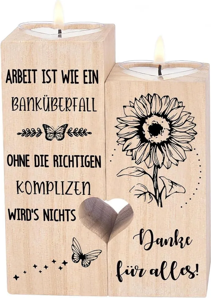 Regalo Ringraziamento Colleghi: Portacandele Legno Inciso a Mano