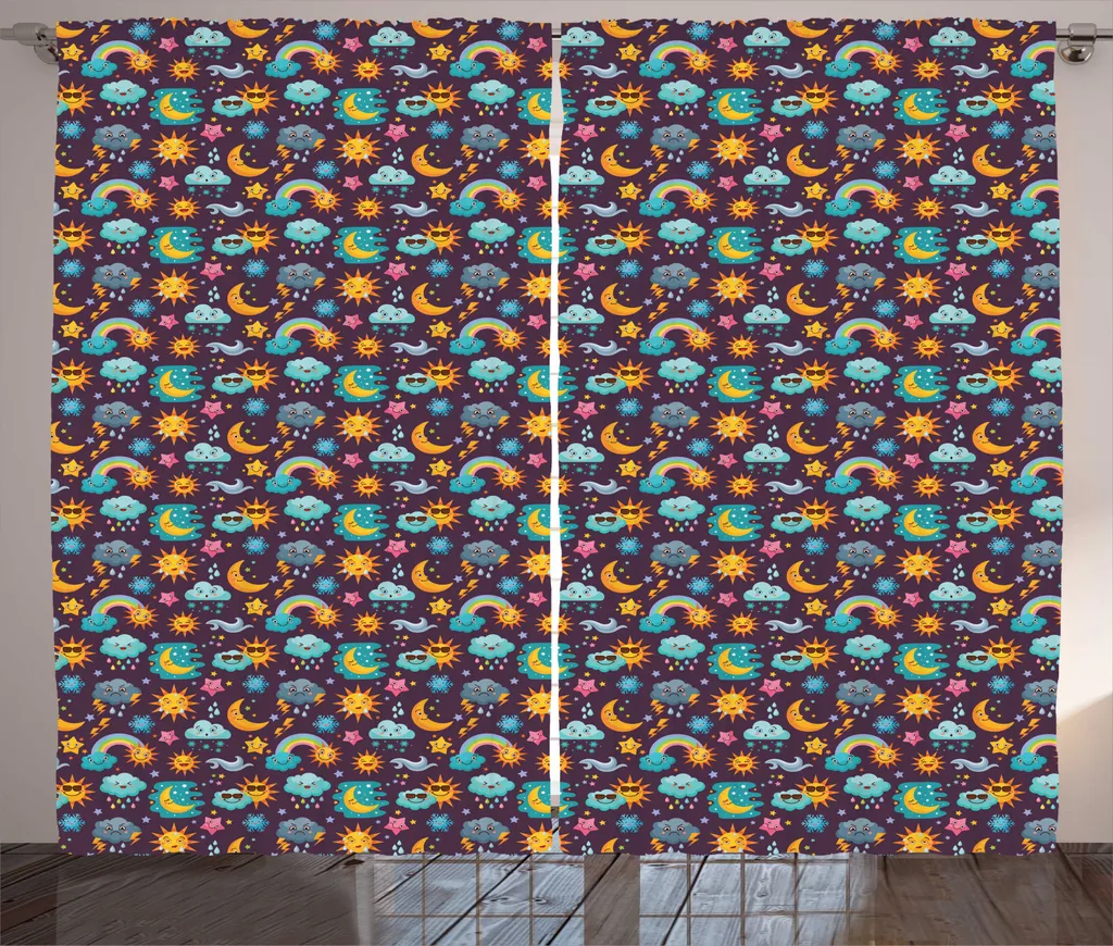Rideau Universel Facile à Poser 280x225cm pour Salon Lumineux et Coloré