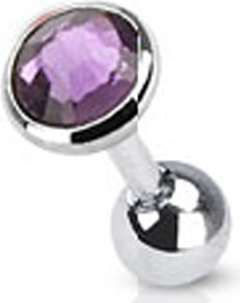 Tragus Helix Cartilage Ohr Piercing Zirkonia Stecker Barbell Kristalle Chirurgenstahl Autiga silber-lila Kugel Ø 5 mm