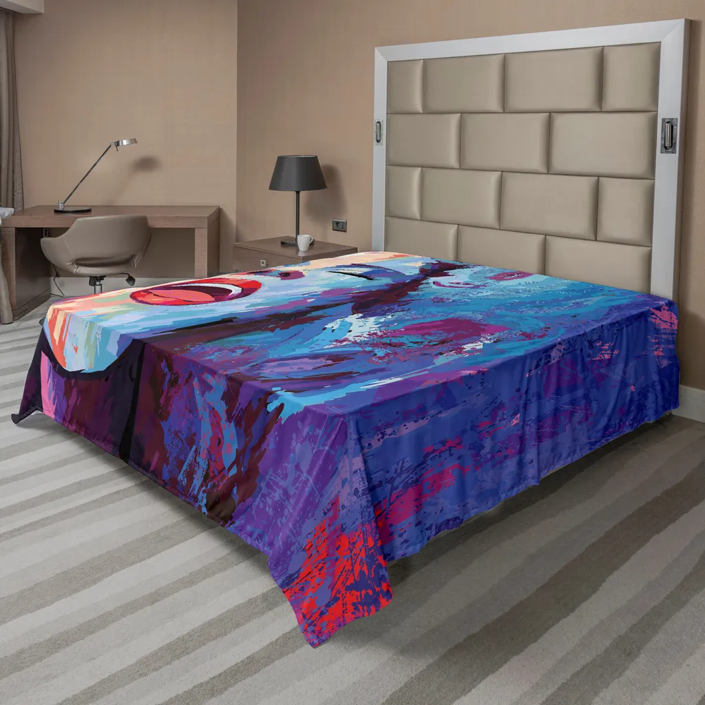 Lenzuolo Design Grunge Jazz ABAKUHAUS | 266x260 Blu Viola Rosso