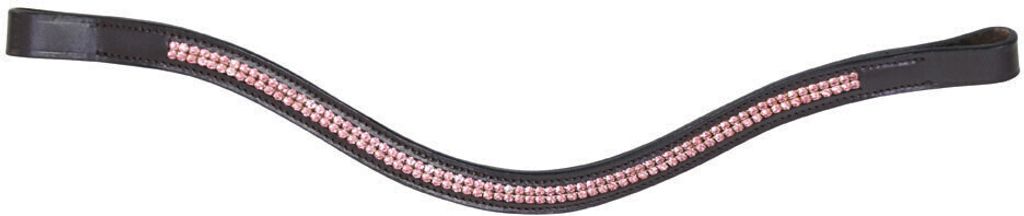 Hy - Pferde-Stirnriemen "Rosciano", Leder BZ4405 (Pony) (Schwarz/Roségold)