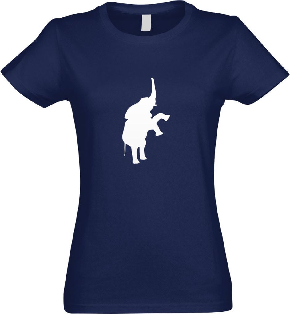 Kiwistar - T-Shirt tailliert - Damen - Navy - Elefant Motiv 3 - Rüsseltiere - mit Motiv Bedruckt - Funshirt Design - Sport - Freizeit - Damen - S