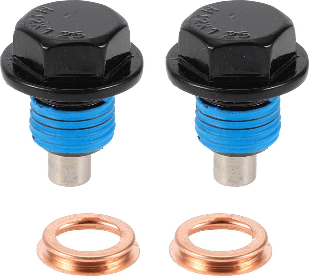 1 Satz Ölablassschraube für Nissan für Infiniti Ölwanne Ablaßschraube Gewindereparatur Nr. 1102601M02 Schwarz Blau Metall Magnetisch M12x1.25