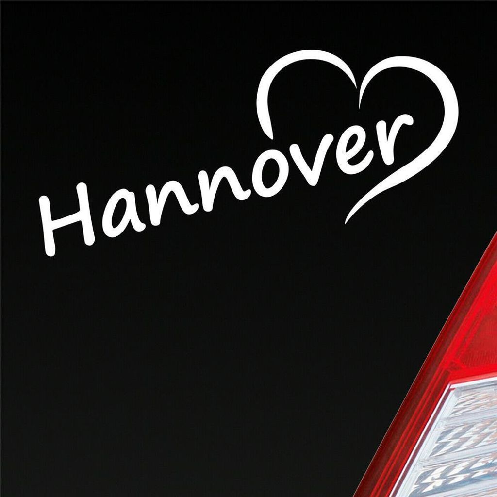 Auto Aufkleber Hannover Herz Stadt City Liebe Love 19,5x8 cm Weiss Matt Sticker Heckscheibenaufkleber