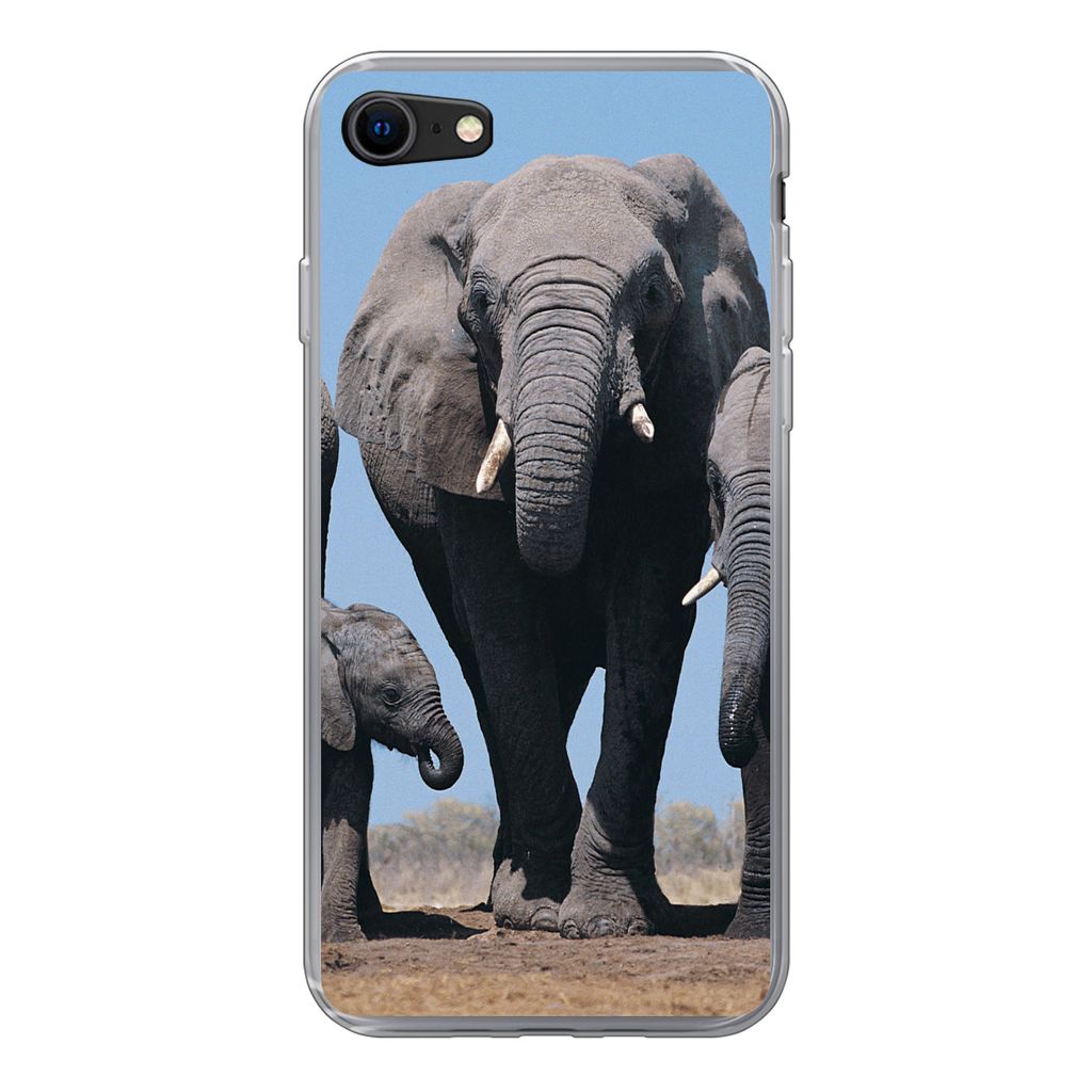 MuchoWow Handyhülle Schutzhülle Hülle für iPhone 8 Elefant - Prärie - Tiere - Natur Silikon Softcase Handy Hülle - Schutzhaube