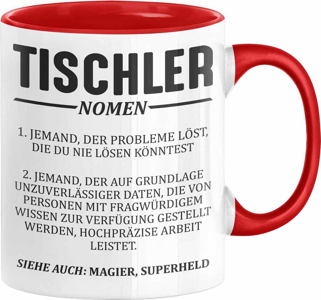 Tischler Definition Tasse Geschenk Männer Geschenk für Tischler Geburtstag (Rot)