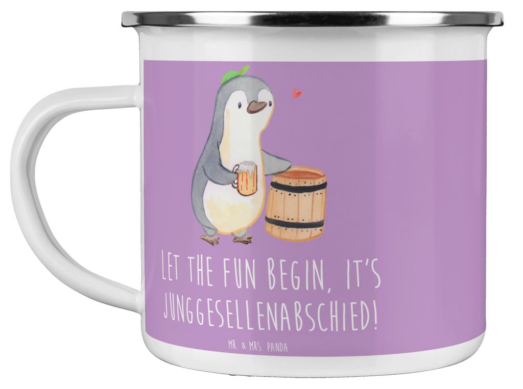 Mr. & Mrs. Panda Pott Junggesellenabschied Spaß - Lavendeltraum - Geschenk, individuell, Emaille Becher, Freunde, Tasse, Haferl, Heirat, Geschenke...