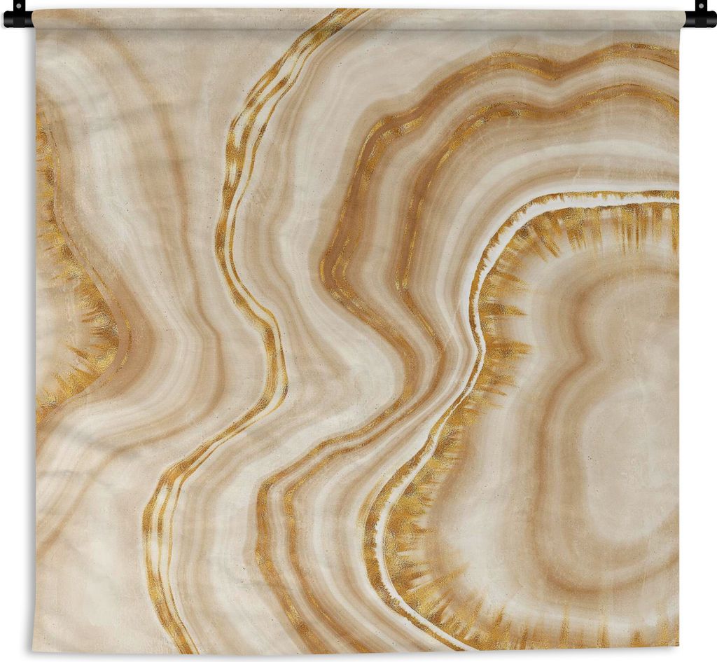 MuchoWow Wandteppich Wandbehang Marmor - Beige - Linie 90x90 cm Tapisserie Dekoration Wandtuch - Wandaufhänger