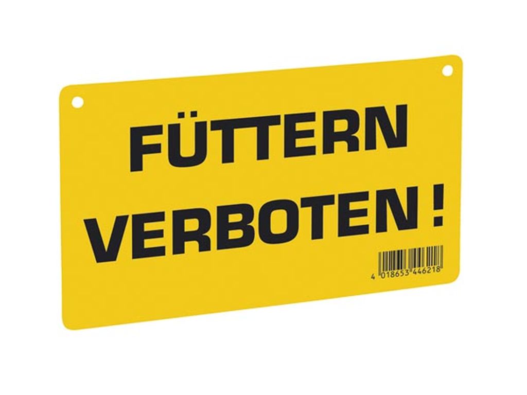 Kerbl Warnschild Füttern verboten, 20×12?cm, beidseitig, Kunststoff
