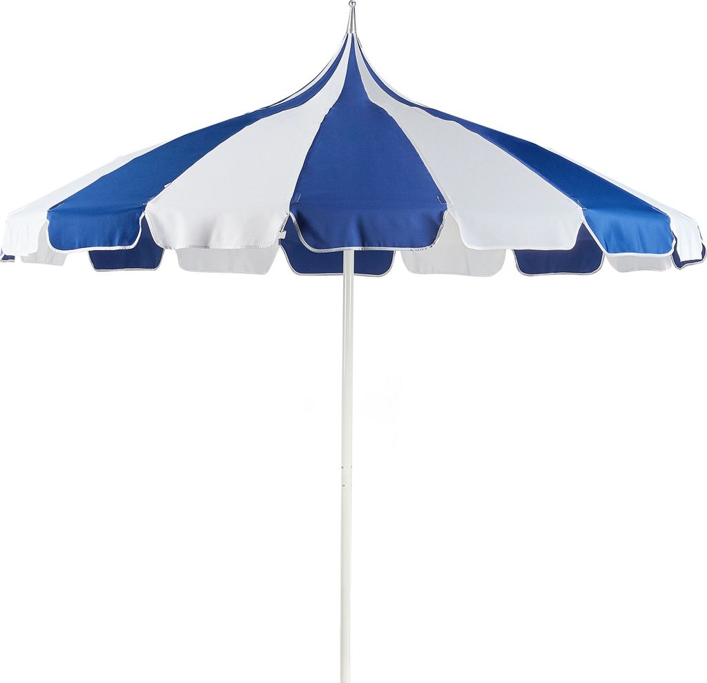 BELIANI Sonnenschirm Blau u. Weiß 245 cm Rund mit Aluminium Stange Weiß Marktschirm für Balkon Terrasse Garten