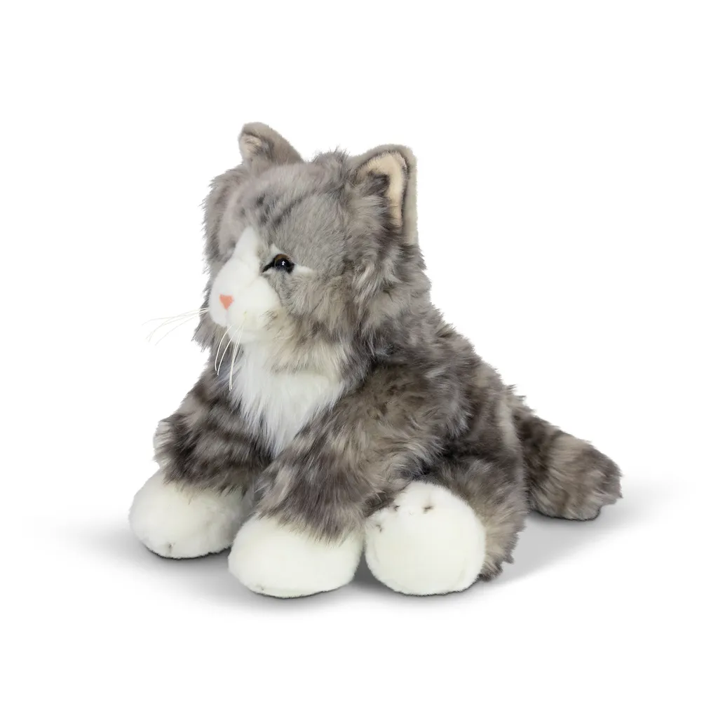 Chat en Peluche Gris Animigos 25 cm - Doux Doudou Réaliste Enfant
