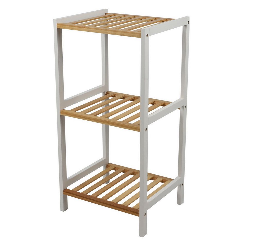 Regal 3 Etagen 35x30x70 cm, weiß, Bambus Produktbild 