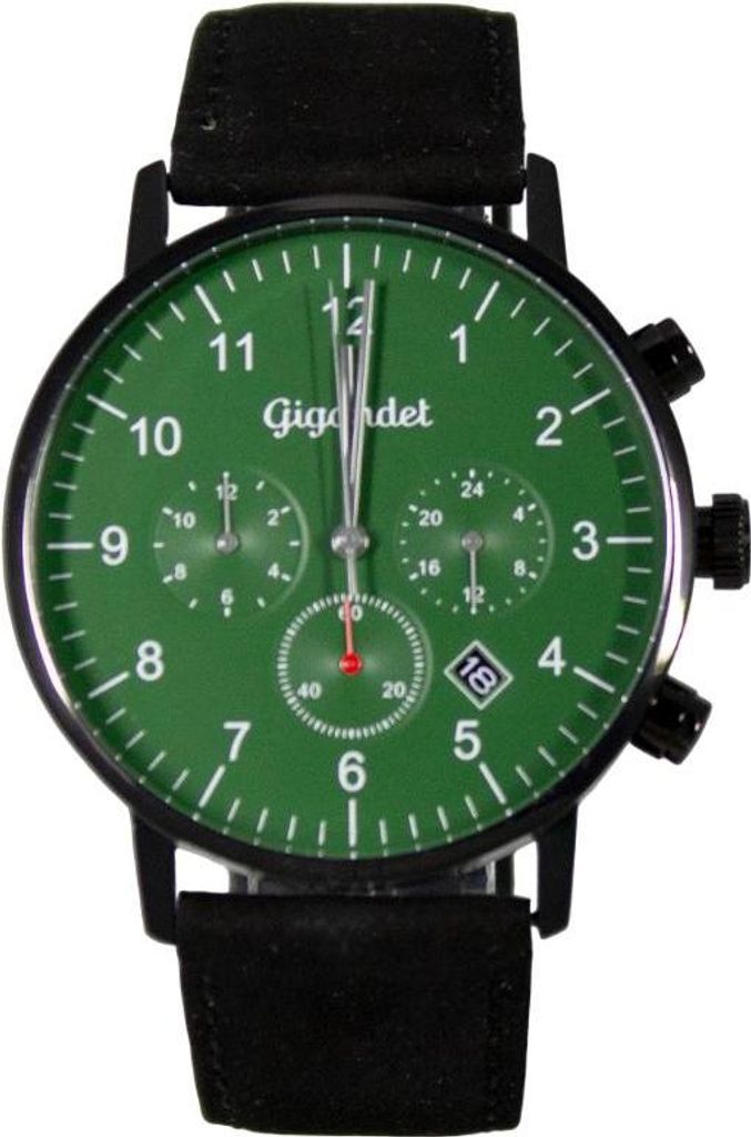 Gigandet Armbanduhr Herren Edelstahl Lederband Grün Schwarz G21-010