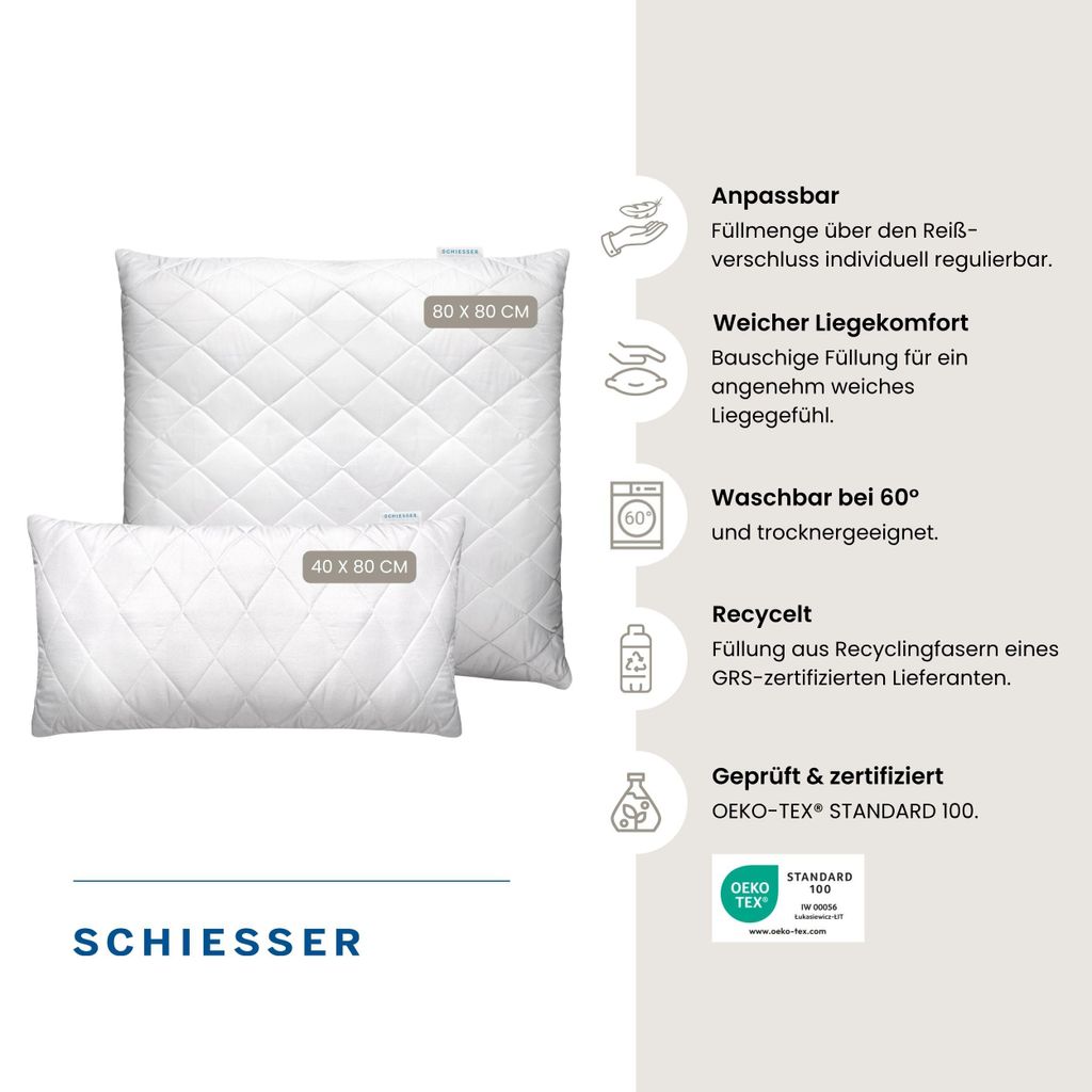 SCHIESSER Kopfkissen Hygge | Gesteppt | Mikrofaserbezug, Produktbild 