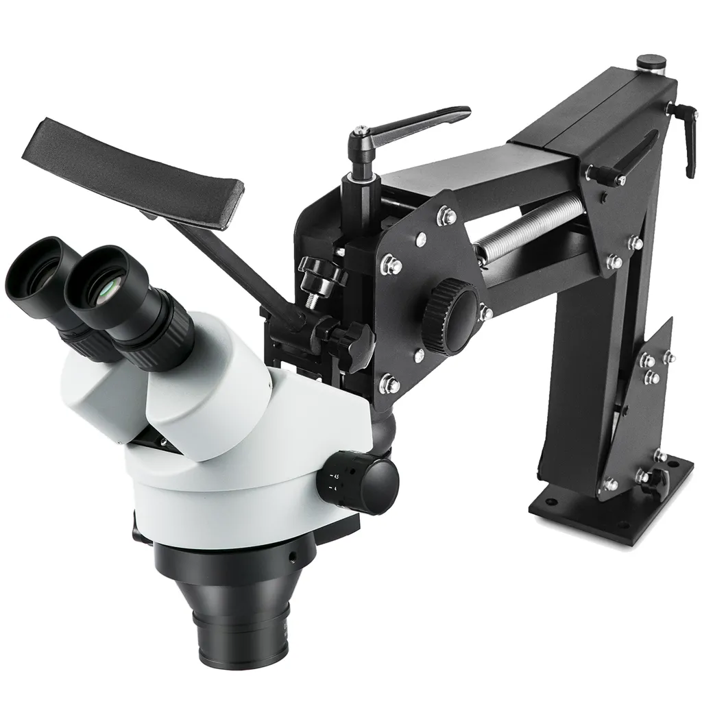 Microscope Trinoculaire 3.5X-90X VEVOR à Zoom Fluide et Support Stable