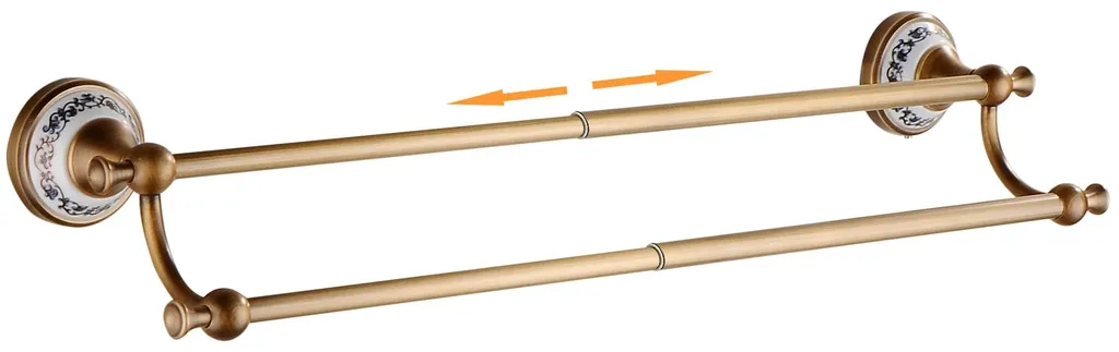 Porte-serviettes double laiton bronze antique réglable 40-70 cm rétro