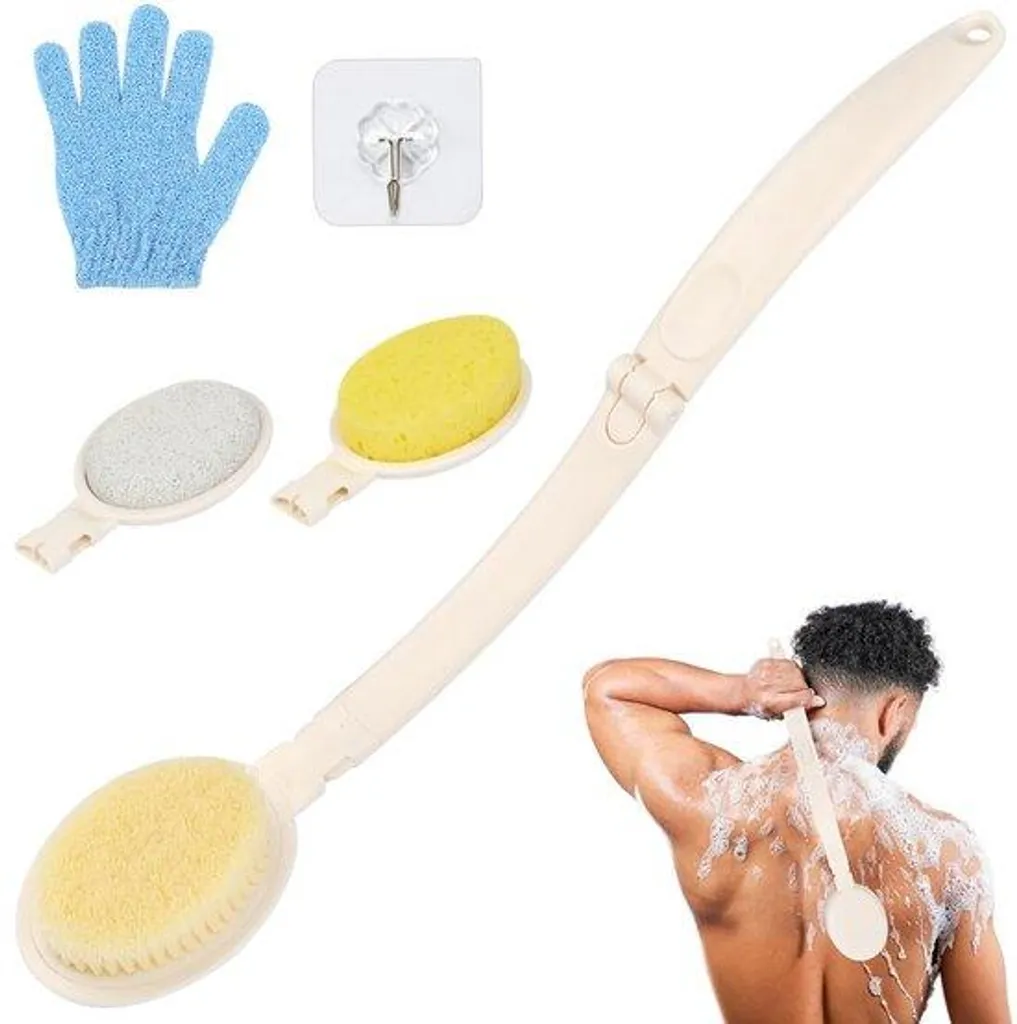 Brosse de bain 3-en-1 Lange Steel avec massage et têtes interchangeables