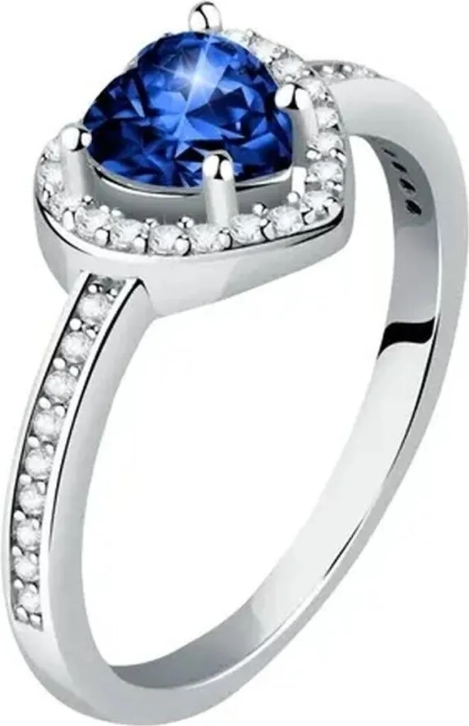 Anello a cuore in argento scintillante con zircone blu Tesori SAVB150 - Circolazione: 54 mm