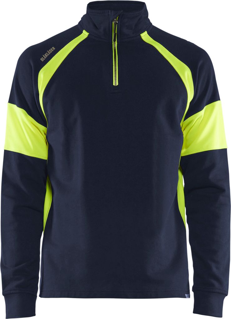 Blakläder Sweatshirt mit High Vis Einsätzen 3550 1158 in div. Farben, Farbe:marineblau/high vis gelb, Größe:M