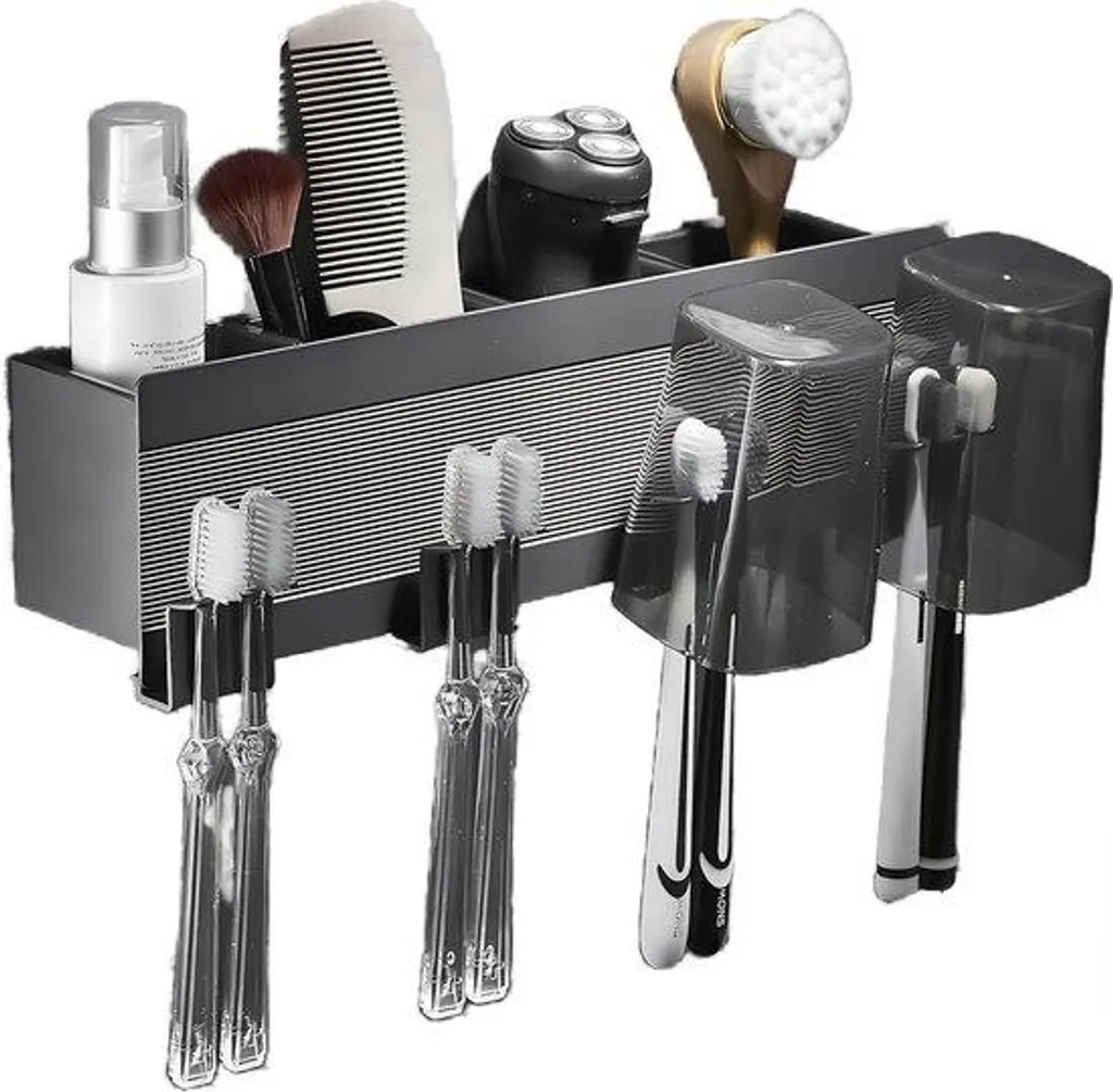 Porte-brosse à dents anti-rouille noir, stop au désordre sur le lavabo