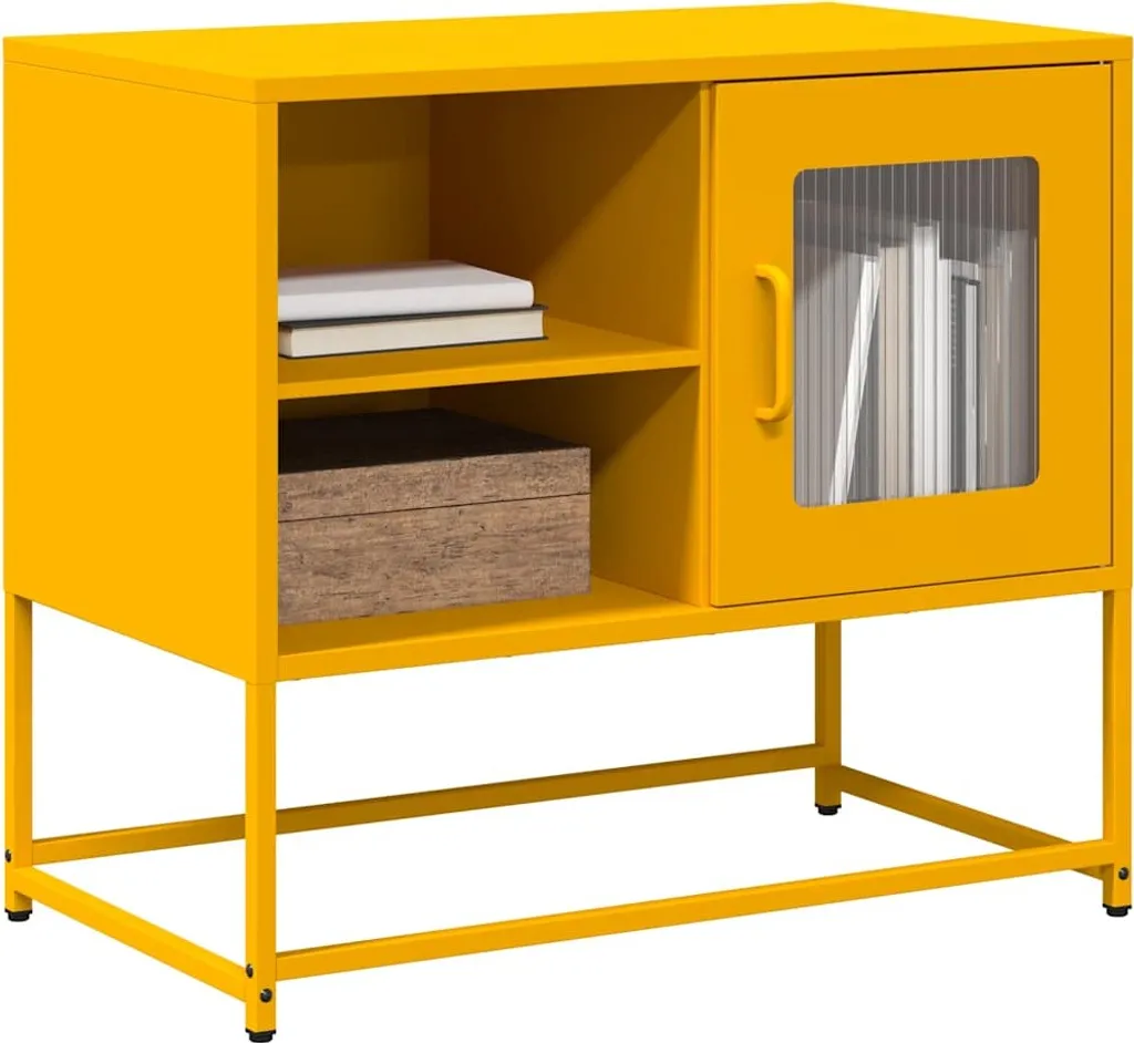 Maison Exclusive - Mobile TV giallo senape 68x39x60,5 cm acciaio