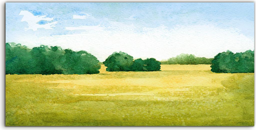 Coloray - Glasbild - 120x60 cm - Wandbild - Glasbilder - Wand Kunst Aquarell Sommer Landschaft
