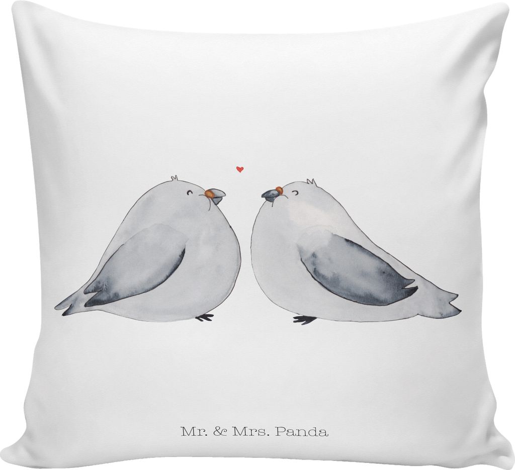 Mr. & Mrs. Panda kissen bedruckt Tauben Liebe - Weiß - Produktbild 