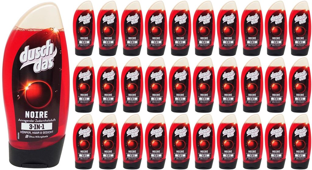 30x duschdas NOIRE 250ml 3-in-1 Duschgel Shampoo anregender Zedernholz-Duft