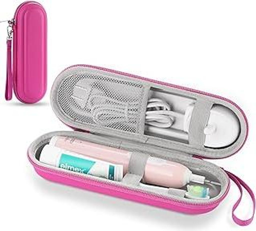 TYSORETY Zahnbürsten-Reiseetui für Oral-B/Oral-B Pro/Phlips Sonicare elektrische Zahnbürste, tragbares Hartschalen Reisetasche (Rosa)
