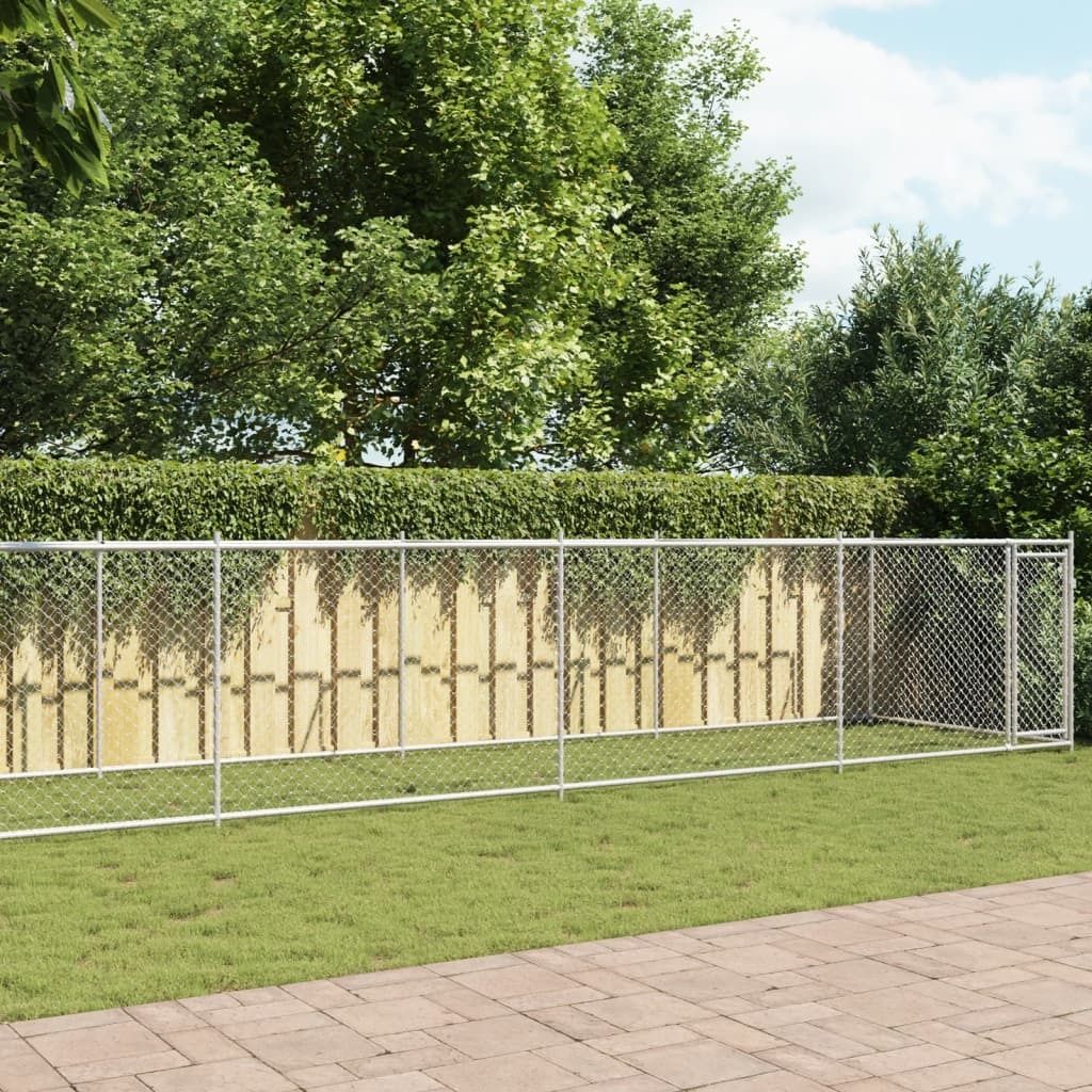 Design Hundezwinger mit Tür Grau 10x2x1,5 m Verzinkter Stahl, Sonstiges Hundezubehör 2024 Neu
