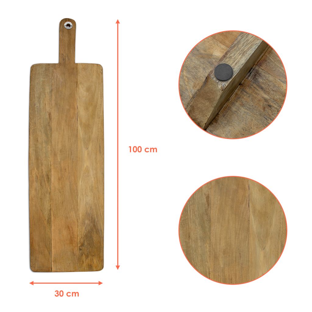 2.03 Servierbrett aus Mango Holz - ca. 100 x 30 cm - Lebensmittelecht Tapas Brett