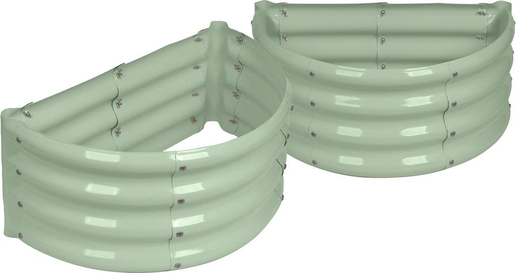 Halbrunde Hochbeete aus verzinktem Stahl – 60 cm x 30 cm – Grün – 2er-Pack