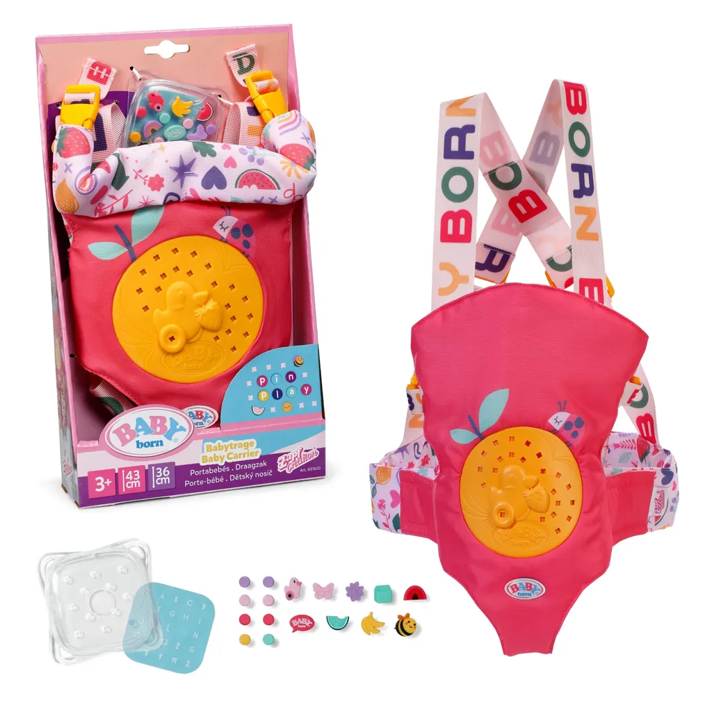 Porte-bébé BABY born Pin-Play avec système de pins personnalisables fun