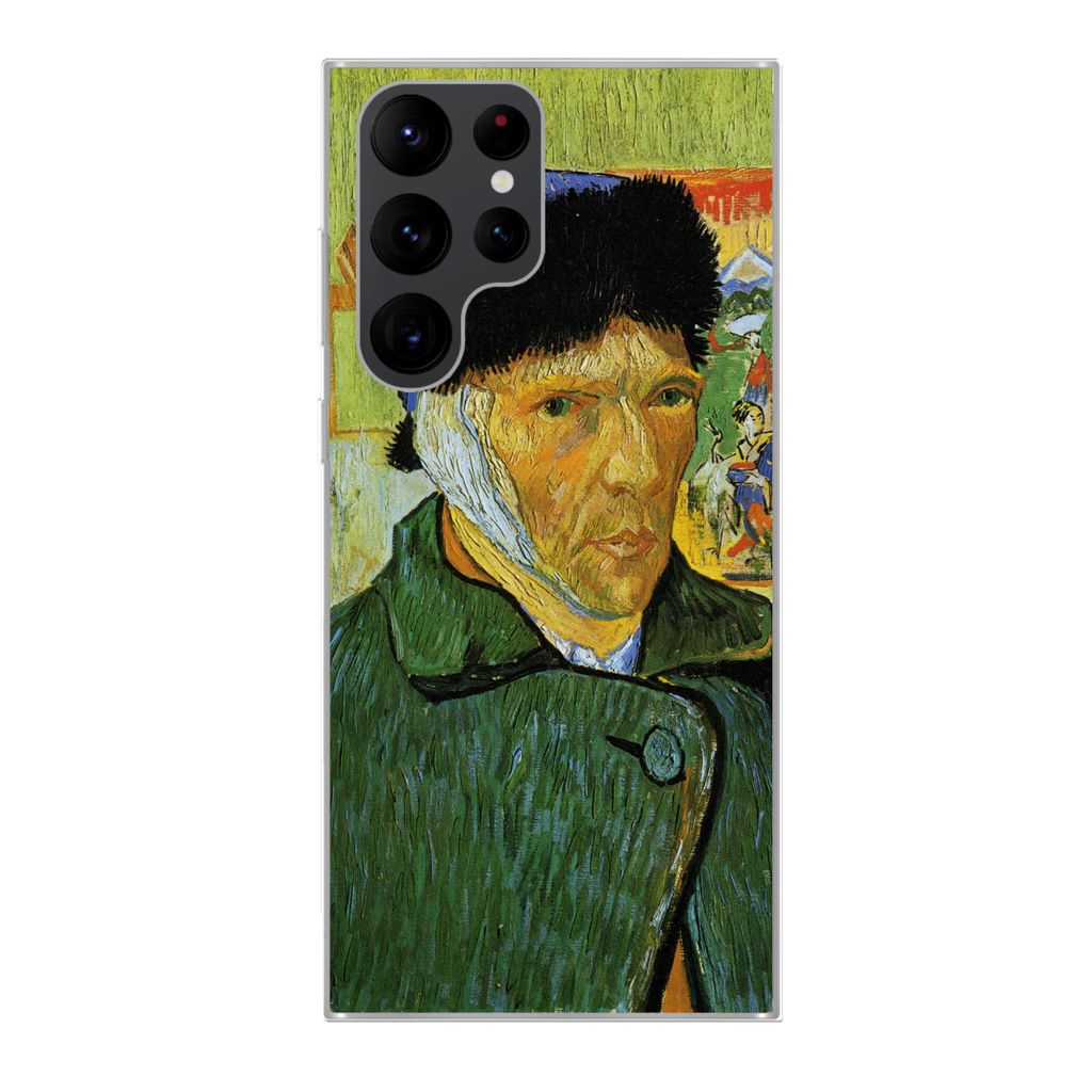 MuchoWow Handyhülle Schutzhülle Hülle für Samsung Galaxy S22 Ultra Selbstbildnis mit verbundenem Ohr - Vincent van Gogh Silikon Softcase Hand...