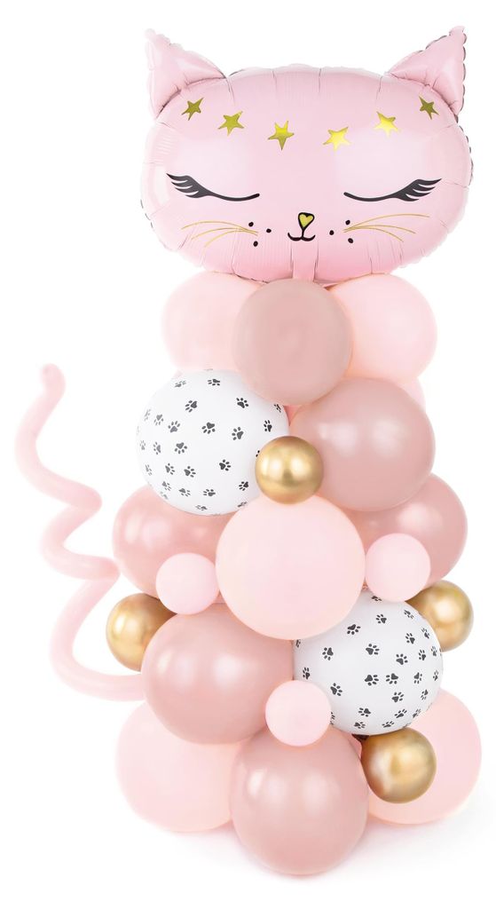 Luftballons und Folienballon Katze 83x140cm 37er Set Rosa Produktbild 