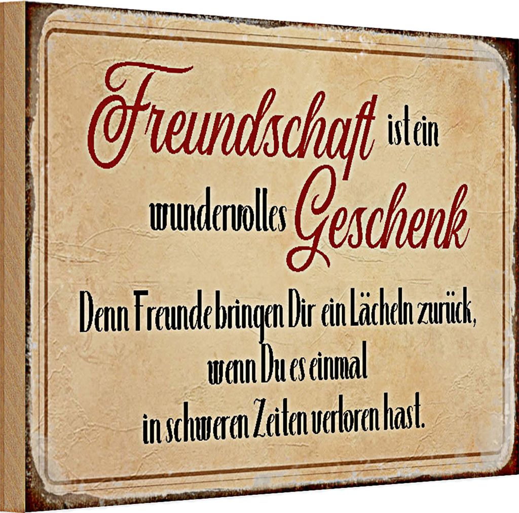 Holzschild Spruch 30x20cm Freundschaft ist ein