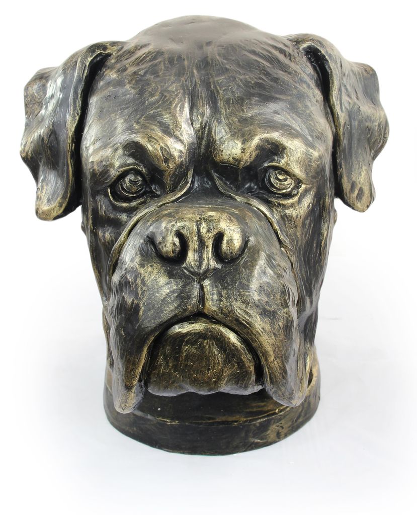 Boxer, Deutscher Boxer II - Urne für Hundeasche, Hundebüste, großer Hundekopf für den Garten von Art-Dog