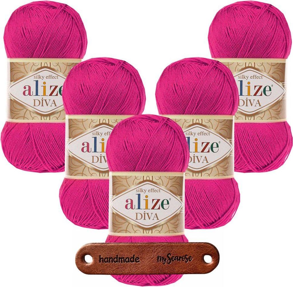 5 x ALIZE Diva 149 Fuchsia mit Label Produktbild 