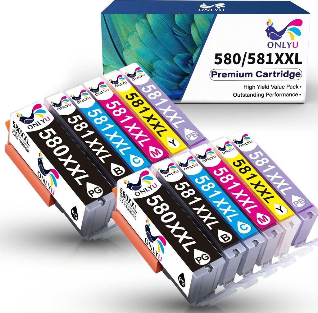 12er Druckerpatronen 580XL 581 XL für Canon PGI 580 Pixma TS8150 TS8151 TS8152 TS8250 TS8251 TS8252 TS9150 TS9155 Drucker